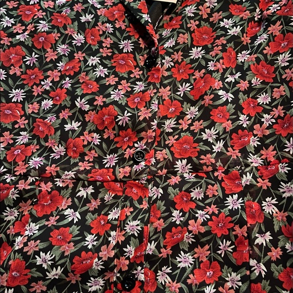 Misguided Red Floral Button Up Shirt Dress NWT 4 - Picture 6 of 9